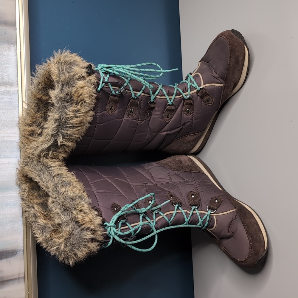 L.L. Bean 284883 Carrabassett Faux Fur Lace-Up Knee High Snow Boots size…
